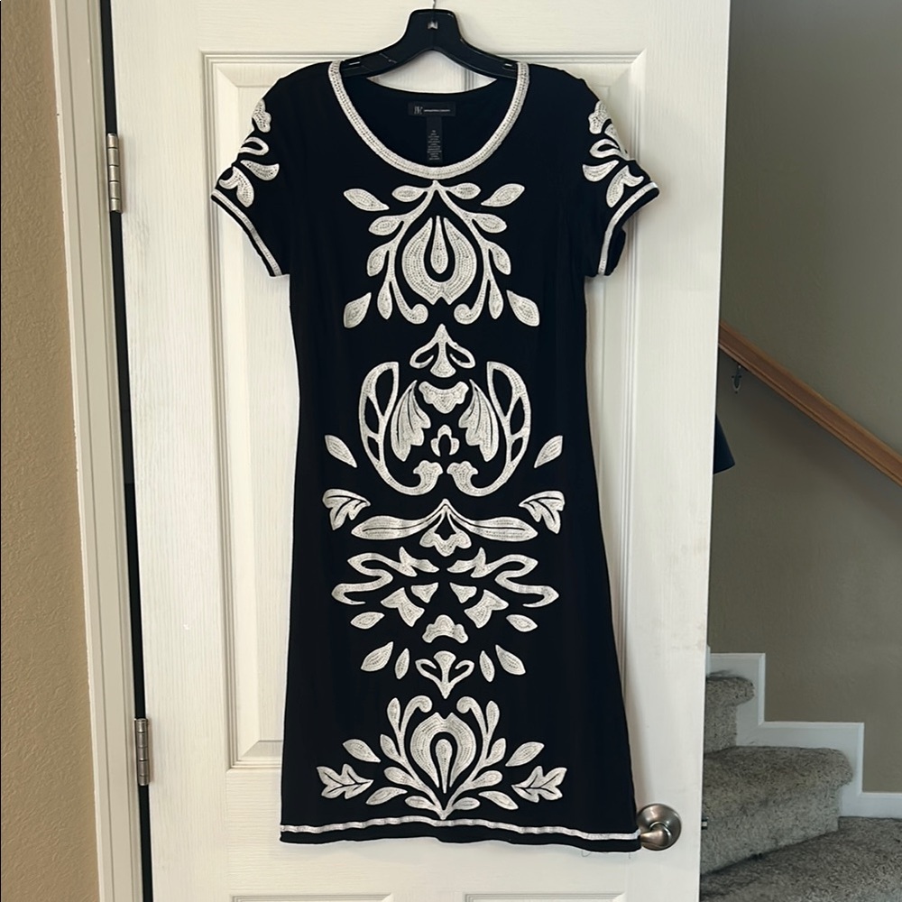 INC International Concepts Black and White Sheath Midi Dress